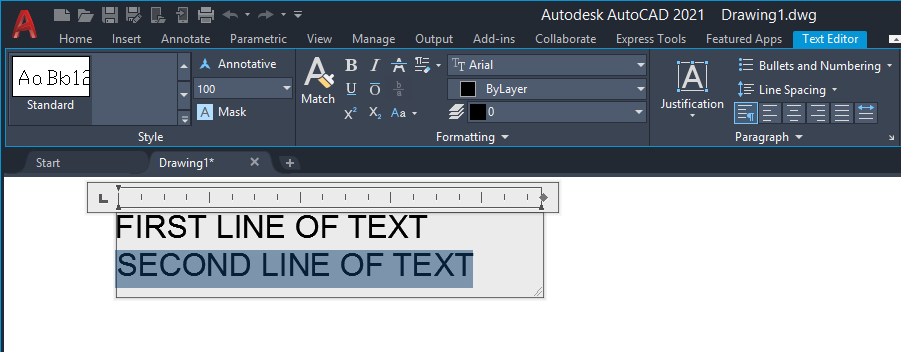 Mtext in AutoCAD